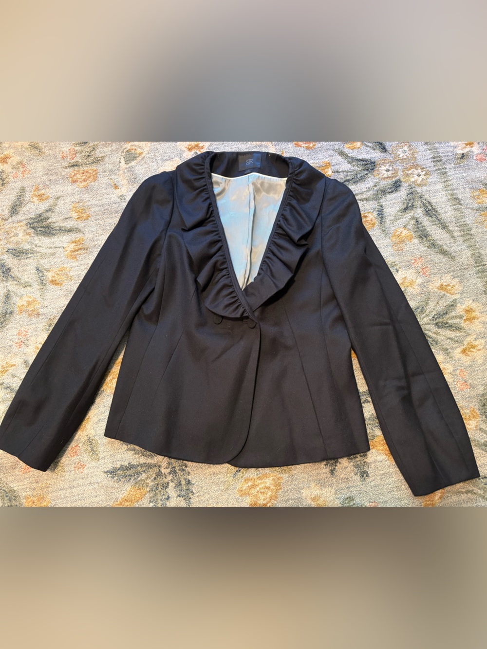 Banana Republic Wool Cashmere Ruffled Blazer Black 10